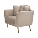 Design fauteuil voor de woonkamer, gestoffeerd met gouden metalen poten Kiev Aankoop