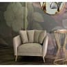 Design fauteuil voor de woonkamer, gestoffeerd met gouden metalen poten Kiev Afmetingen