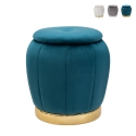 Rond fluwelen opbergpoef met metalen basis 43cm Paris Aanbieding