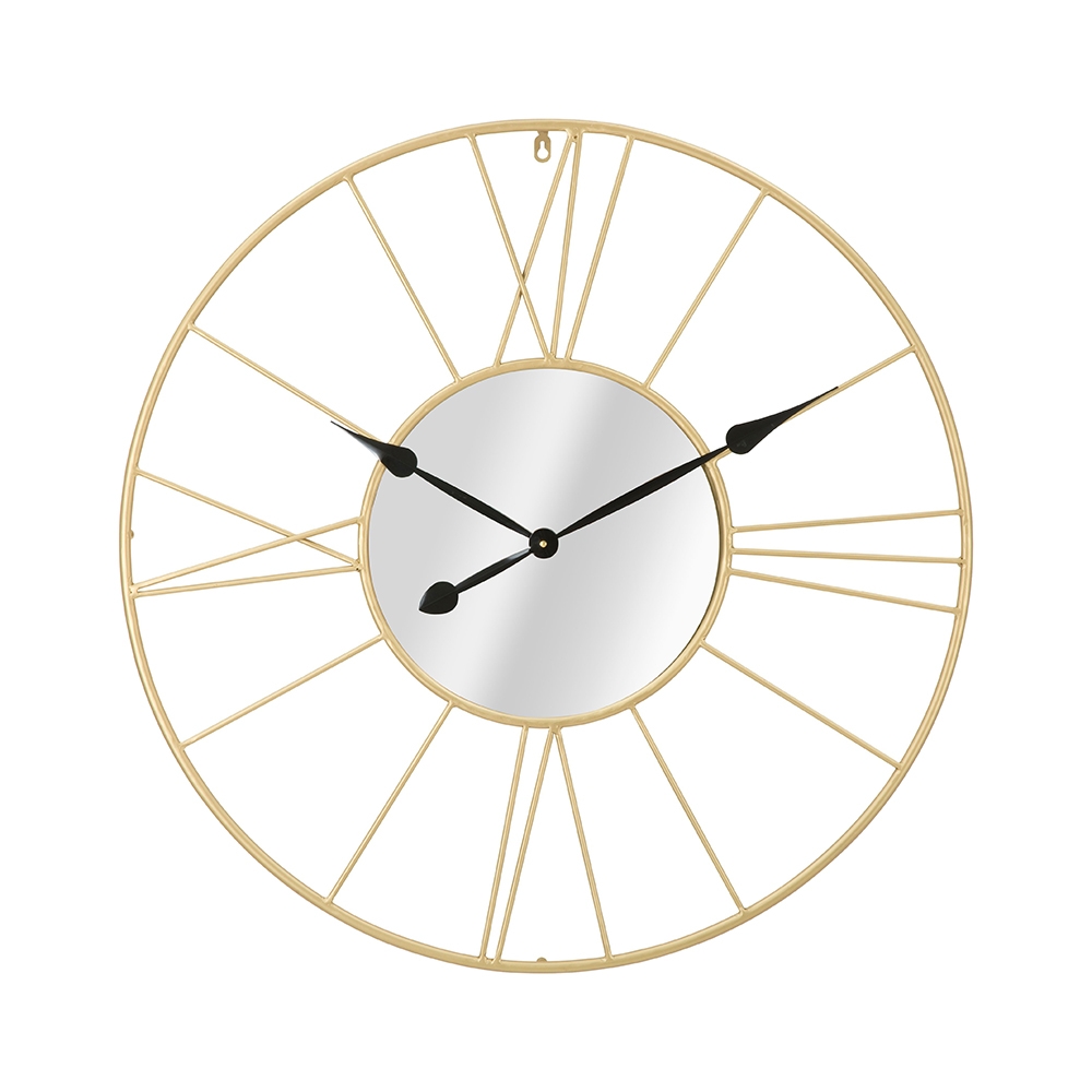 Ronde wandklok van goudkleurig metaal 80cm met spiegel Stick Aanbieding Ronde wandklok van goudkleurig metaal 80cm met spiegel Stick Aanbieding