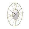 Ronde wandklok van goudkleurig metaal 80cm met spiegel Stick Aanbod