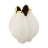 Witte keramische bloemenvaas met gouden rand Bud Aanbod