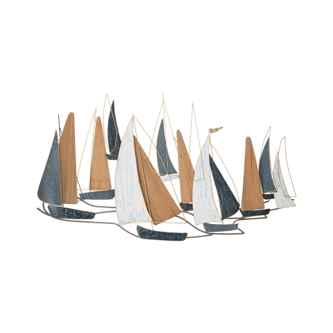 3D wanddecoratie met metaal en hout, zeilboten Regata Aanbieding