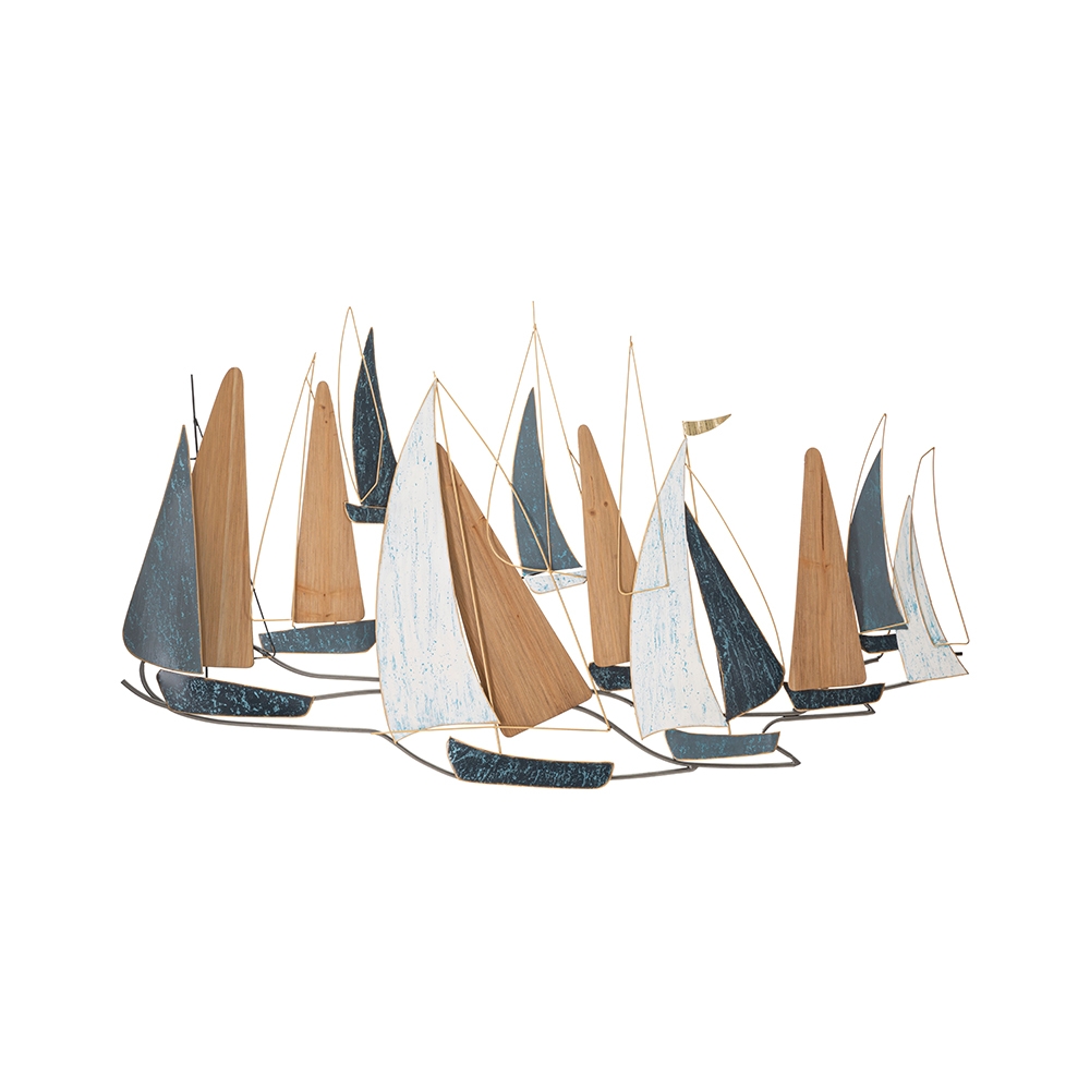 3D wanddecoratie met metaal en hout, zeilboten Regata Aanbieding