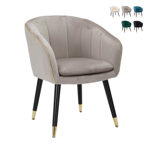 Fluwelen fauteuil met gouden rand Paris Aanbieding