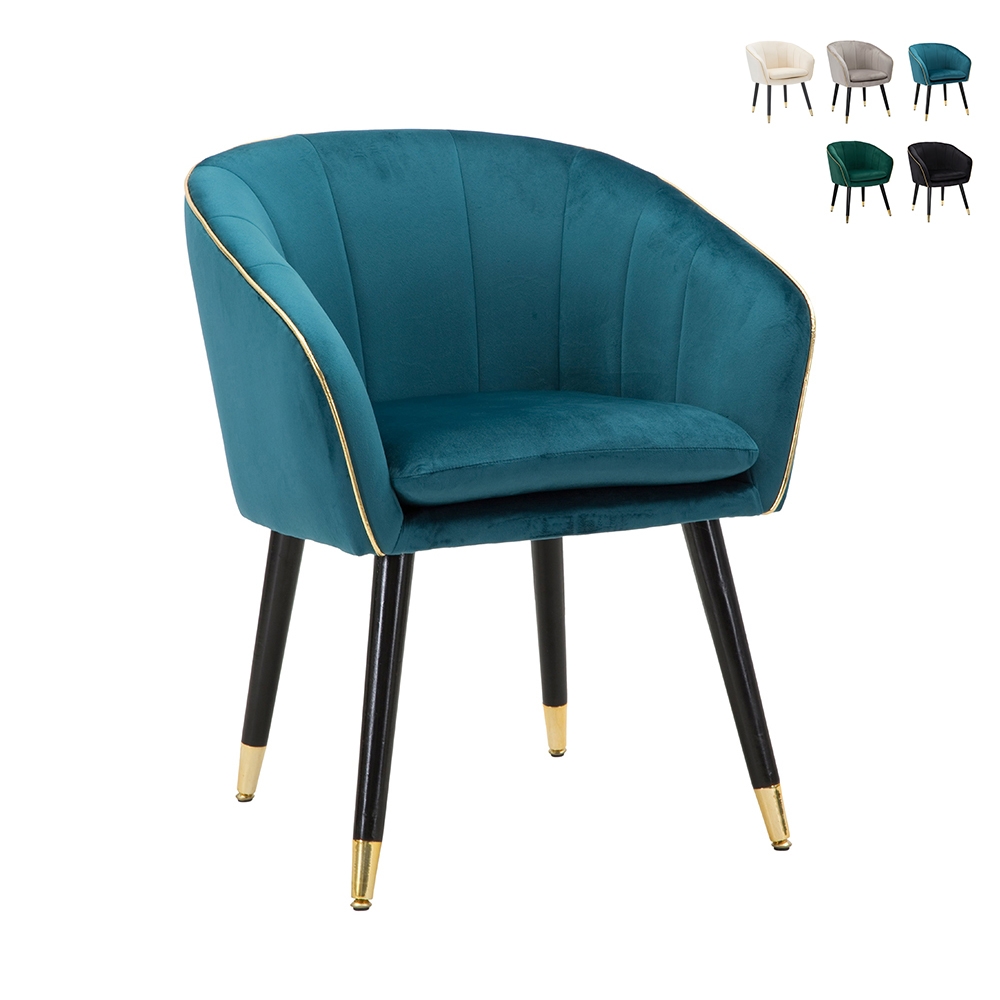 Fluwelen fauteuil met gouden rand Paris Voorraad