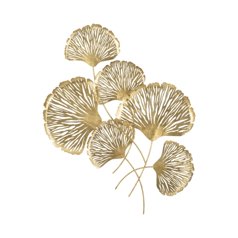 3D Wanddecoratie in Goudkleurig Metaal met Iris Bladeren Aanbieding