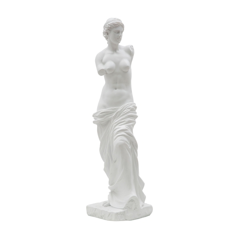 Decoratief klassiek tafelbeeld in witte polyresin h49cm Greek Aanbieding