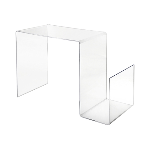 Transparante design bijzettafel van plexiglas met tijdschriftenhouder S-Table Aanbieding