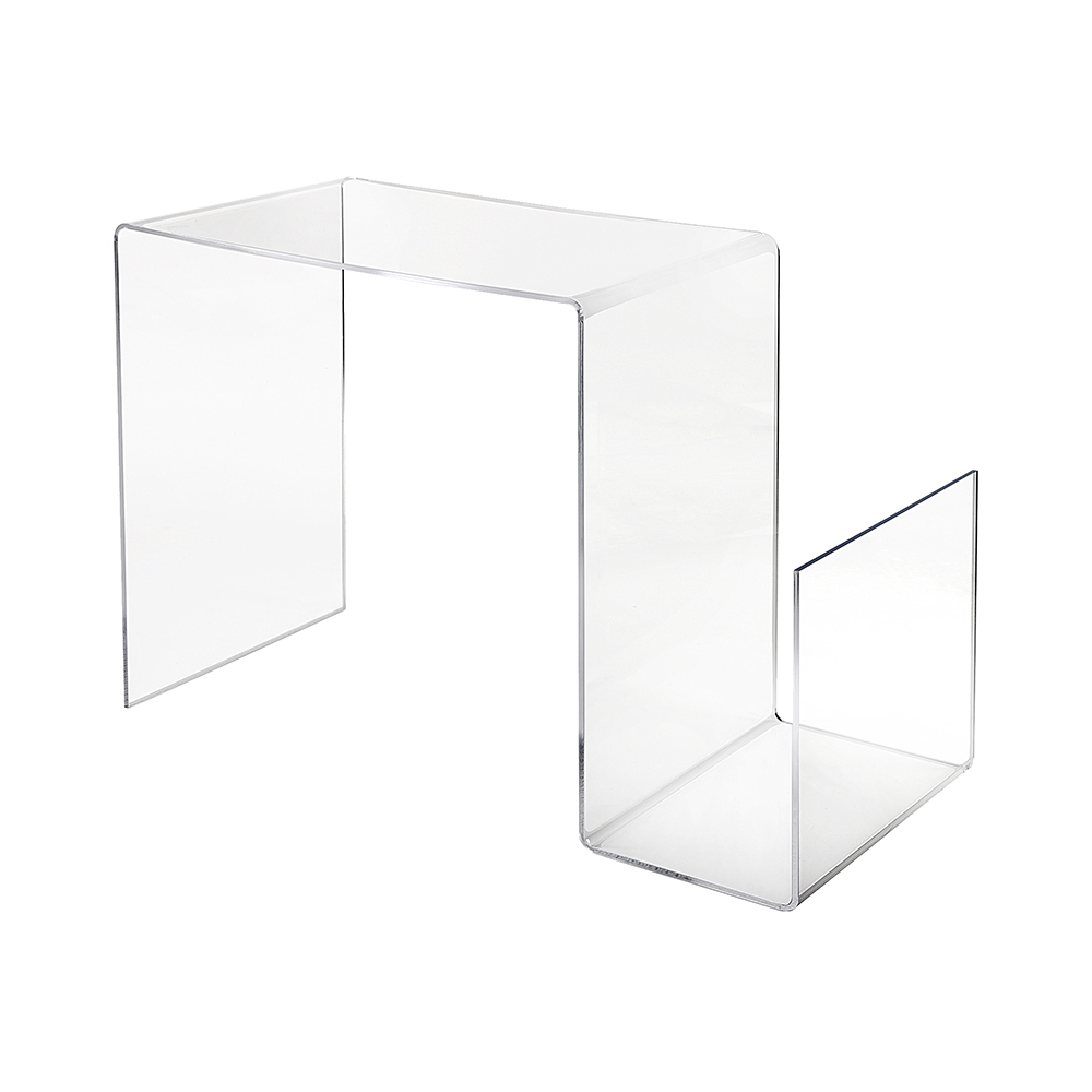 Transparante design bijzettafel van plexiglas met tijdschriftenhouder S-Table Aanbieding