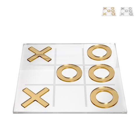 Plexiglas Drie-op-een-rij Spel, Transparante Filet, Goud Zilver Aanbieding