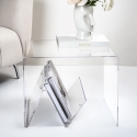 Transparante plexiglazen salontafel met tijdschriftenhouder Zigozago Kortingen