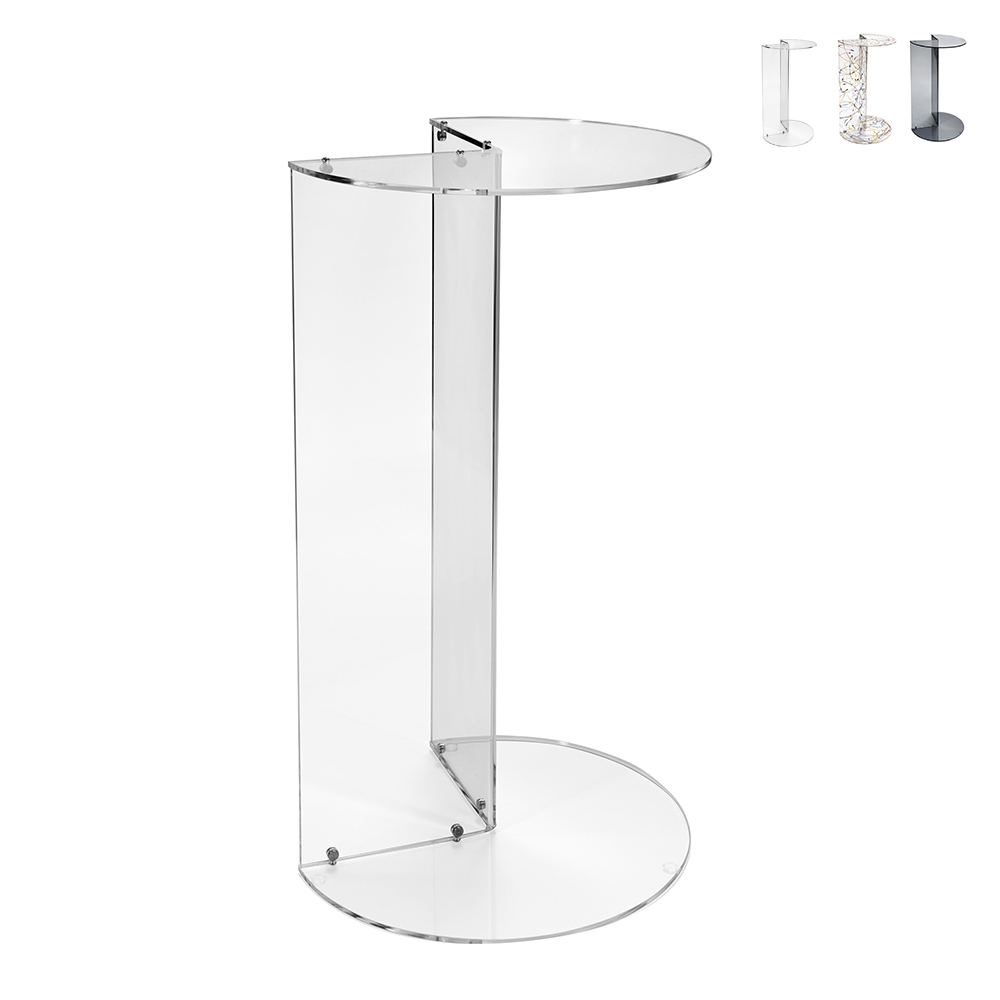 Hoge salontafel in transparant plexiglas Atari Aanbieding