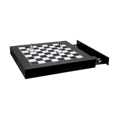 Moderne schaak- en damset van transparant plexiglas Magnus Aanbieding