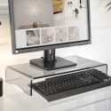 Transparante plexiglas monitorstand voor bureau 25x49x8cm Oly Aanbod