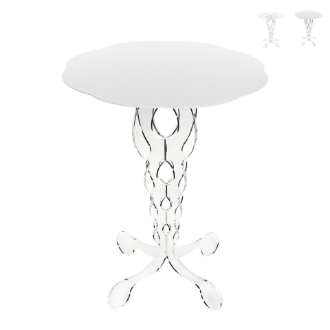Ronde hoge salontafel 50cm in transparant plexiglas Arabesco Medium Aanbieding