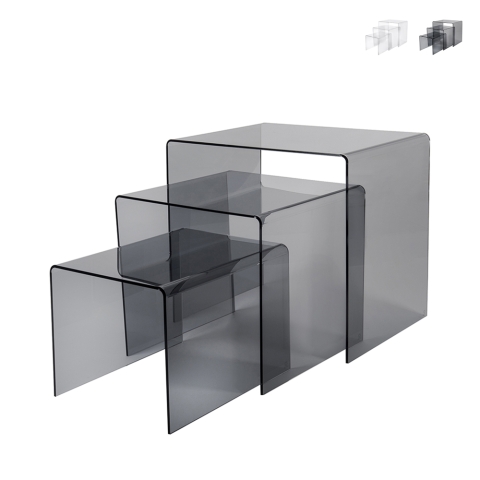 Set van 3 salontafels in transparant plexiglas Trix Aanbieding