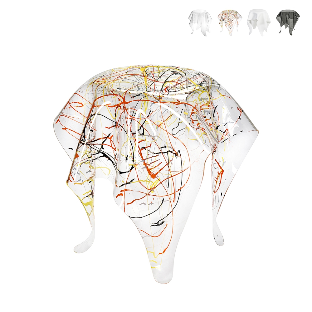 Design ronde hoge tafel in transparant plexiglas Drappeggi Model Design ronde hoge tafel in transparant plexiglas Drappeggi Model