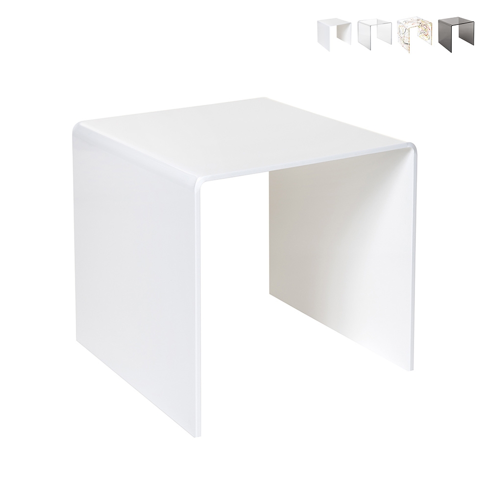 Moderne salontafel van transparant plexiglas 40x40cm 80'S Small Aanbieding