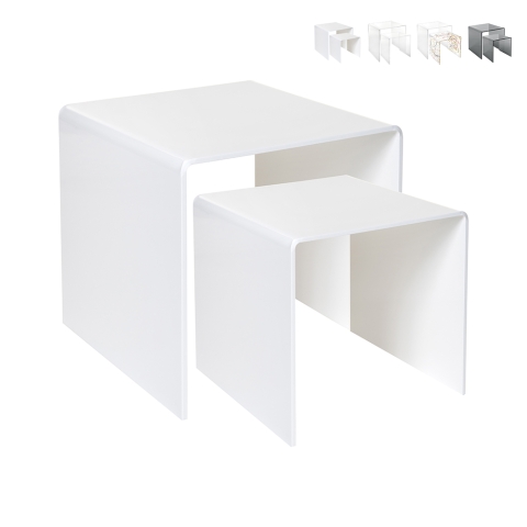 Set van 2 moderne salontafels in transparant plexiglas 80'S Aanbieding
