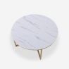 Moderne ronde salontafel van 90 cm metaal met marmereffect blad Sulley+ Afmetingen