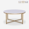 Moderne ronde salontafel van 90 cm metaal met marmereffect blad Sulley+ Aanbod
