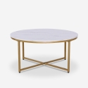 Moderne ronde salontafel van 90 cm metaal met marmereffect blad Sulley+ Prijs