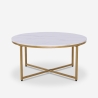 Moderne ronde salontafel van 90 cm metaal met marmereffect blad Sulley+ Prijs