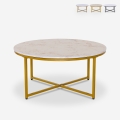 Moderne ronde salontafel van 90 cm metaal met marmereffect blad Sulley+ Aanbieding