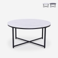 Ronde salontafel 80 cm van metaal met een blad met marmereffect Sulley Aanbieding