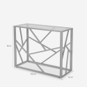 Modern design sidetable 100x40x78 cm met glazen blad Kevin 