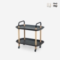 Moderne serveerwagen met wielen en 2 planken in wit of zwart Wala Aanbieding