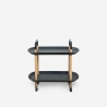 Moderne serveerwagen met wielen en 2 planken in wit of zwart Wala Aanbod