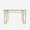 Tafel voor schoonheidsspecialisten van glas, goudkleurig metaal en marmereffect Jess Aanbieding