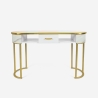 Tafel voor schoonheidsspecialisten van glas, goudkleurig metaal en marmereffect Jess Aanbieding