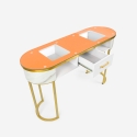 Tafel voor schoonheidsspecialisten van glas, goudkleurig metaal en marmereffect Jess Aanbod