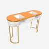 Tafel voor schoonheidsspecialisten van glas, goudkleurig metaal en marmereffect Jess Korting