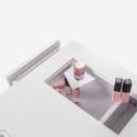 Witte manicuretafel met afzuiging, 3 lades en gouden poten Skait Keuze