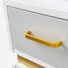 Witte manicuretafel met afzuiging, 3 lades en gouden poten Skait Model