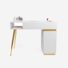 Witte manicuretafel met afzuiging, 3 lades en gouden poten Skait Catalogus