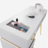 Witte manicuretafel met afzuiging, 3 lades en gouden poten Skait Voorraad