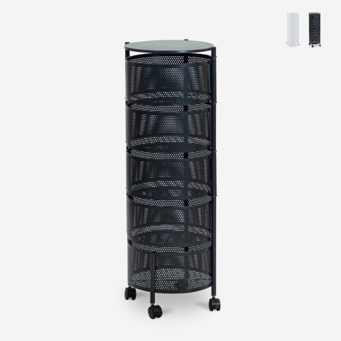 Moderne keuken fruitmand kar met 5 draaibare manden Rodin XL Aanbieding