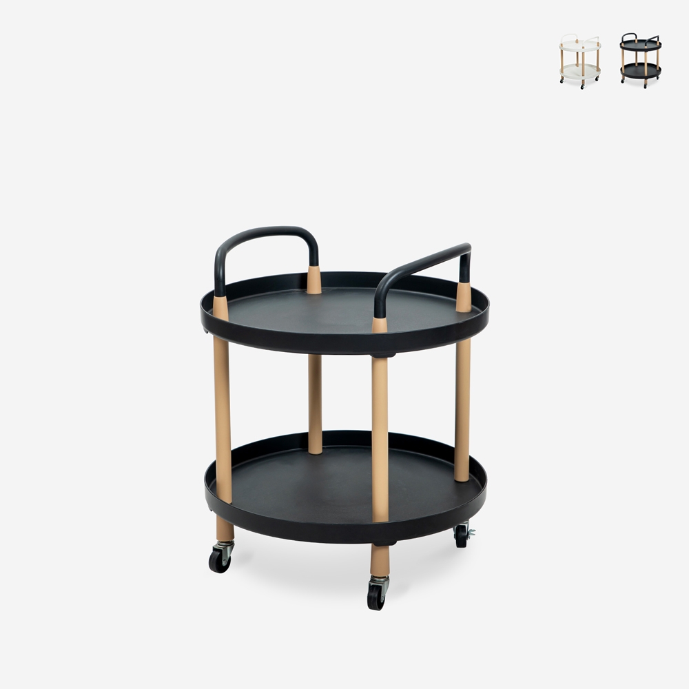 Ronde Scandinavisch design serveerwagen met wielen Biky Aanbieding Ronde Scandinavisch design serveerwagen met wielen Biky Aanbieding