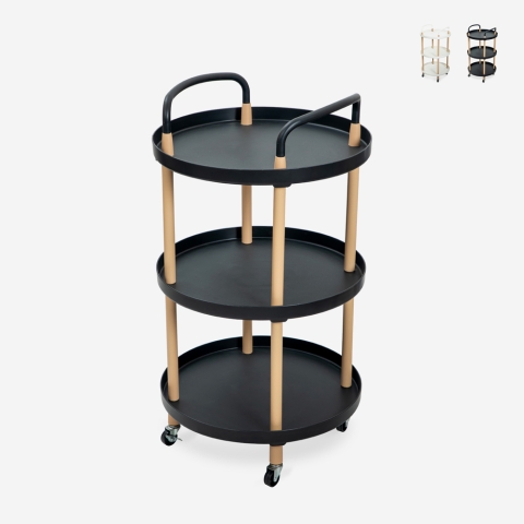 Ronde serveerwagen in Scandinavisch design met wielen Biky Plus Aanbieding