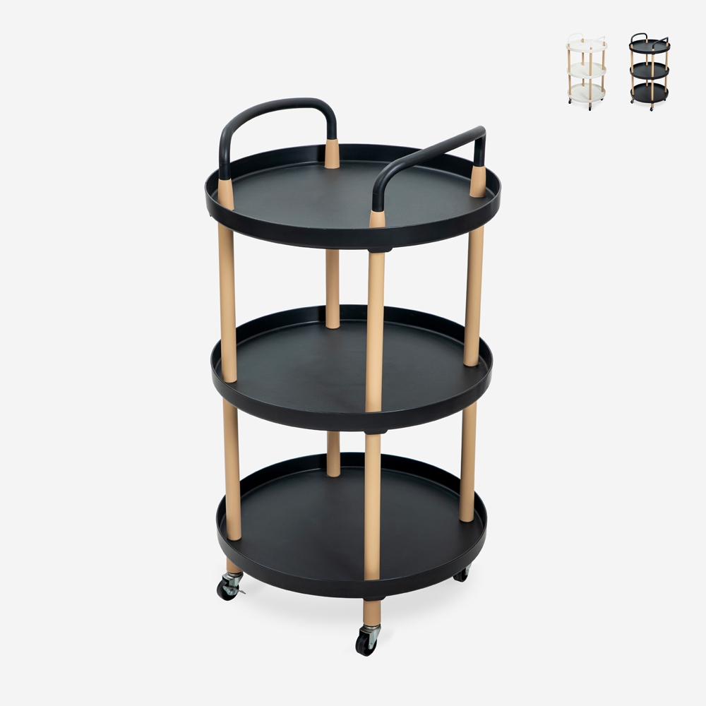 Ronde serveerwagen in Scandinavisch design met wielen Biky Plus Aanbieding