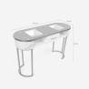 Tafel voor schoonheidsspecialisten van glas, goudkleurig metaal en marmereffect Jess Voorraad