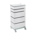 Moderne kantoorladekast met wielen, 5 lades en glazen plank Easy 5/C Aanbieding