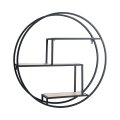 Ronde wandplank Ø60cm van metaal en eiken met 3 schappen Vanity Aanbieding