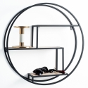 Ronde wandplank Ø60cm van metaal en eiken met 3 schappen Vanity Verkoop