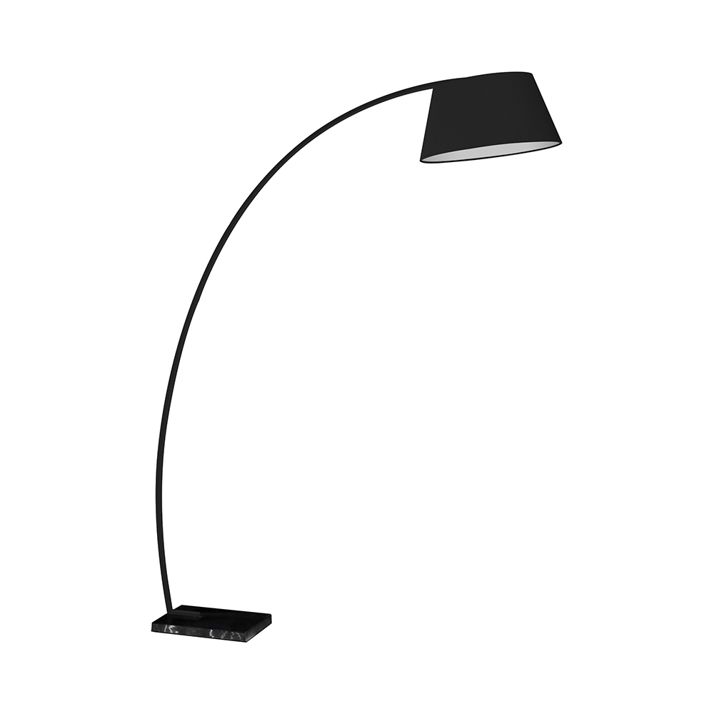 Boogvloerlamp van zwart metaal met marmeren voet h205 cm Stelo Aanbieding
